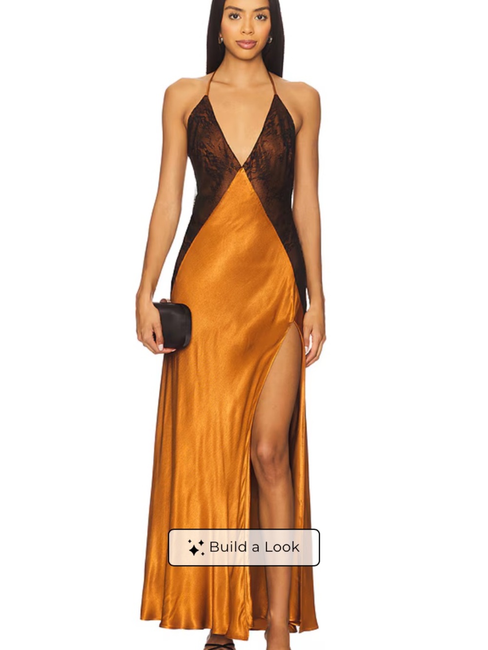 NWOT Bardot Estrella Satin Halter Slip Dress with Lace Bodice